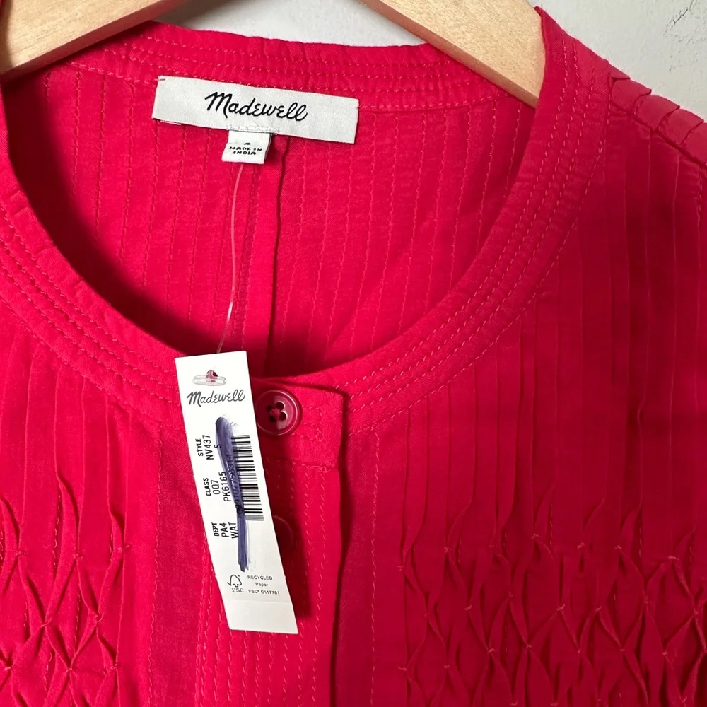 MADEWELL Embroidered Pleated Mini Dress Watermelon - Picture 8 of 10